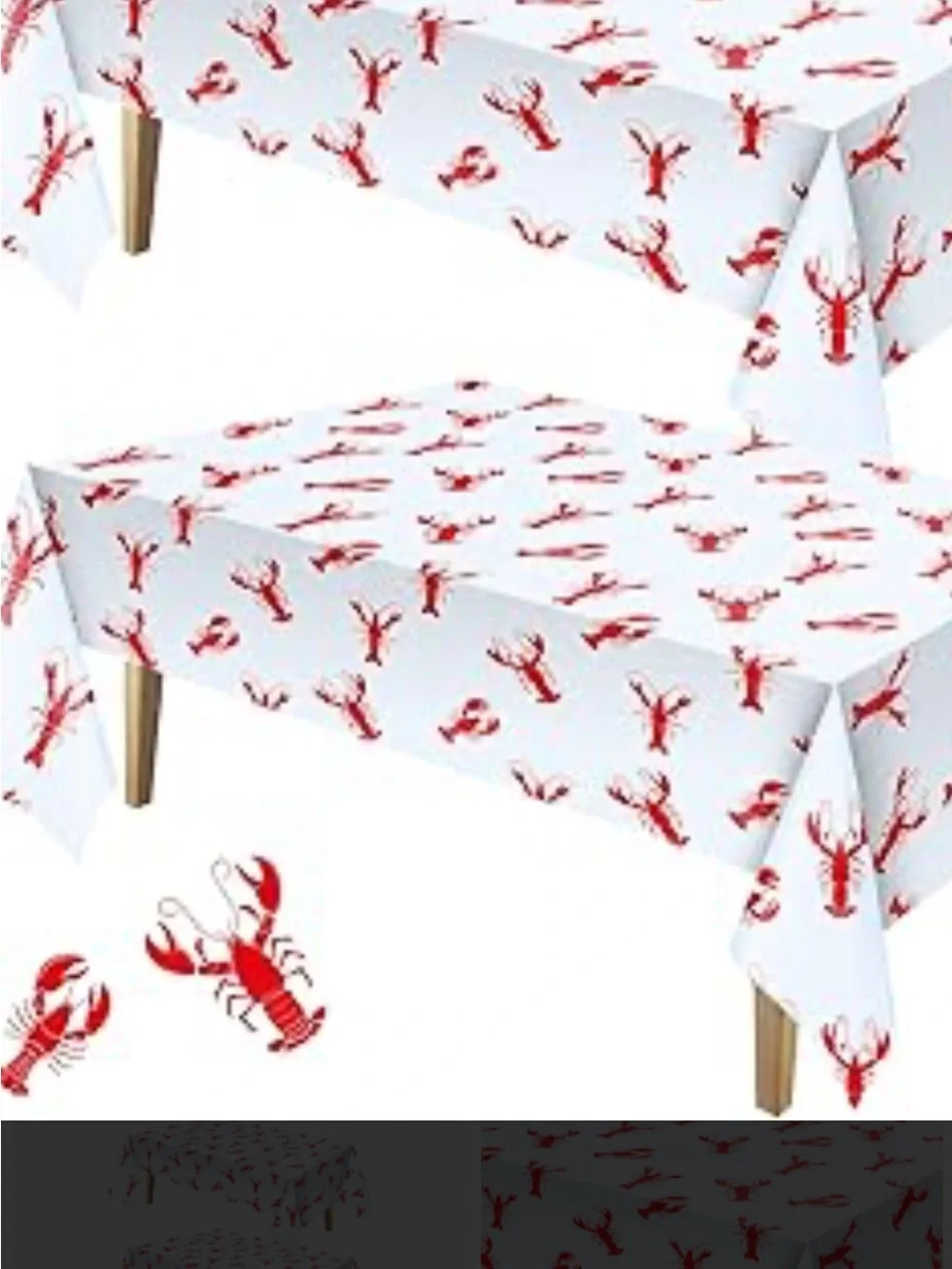 Tommy Bahama White Tablecloth with Red Lobster Motif Oblong 60”x104”